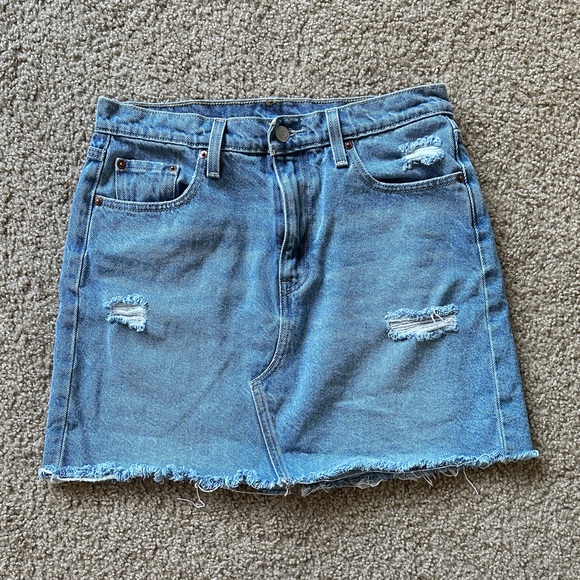 Levi's Blue Distressed Pencil Skirt - Picture 1 of 3